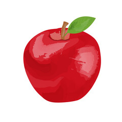 Red apple. Watercolor vector illustration