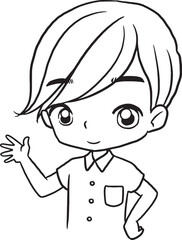Obraz premium young boy drawing cartoons doodle kawaii anime cute illustration drawing clip art character chibi manga comic