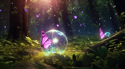 Obraz na płótnie Canvas butterfly on the flower, butterflies in the night, butterflies in the forest