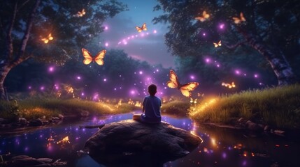 Fototapeta premium butterflies in the night, butterflies in the forest