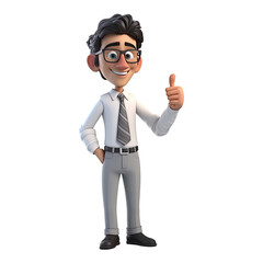 Obraz premium 3D Cartoon businessman on transparent background. Generative AI
