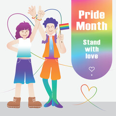 Vector pride month stand with love equality illustration