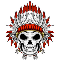 indian skull mascot character