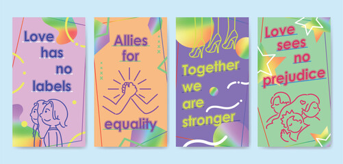 Vector collection for pride month celebration instagram stories