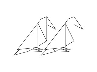Pair of the Bird Polygonal Illustration for Logo or Graphic Design Element. Vector Illustration