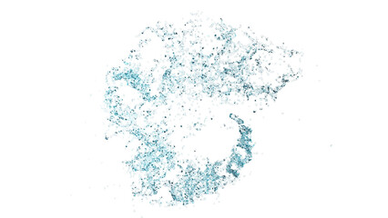 Fototapeta premium 3d water splash transparent, clear blue water scattered around isolated. 3d render illustration