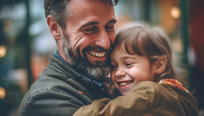 Fototapeta premium Happy fathers day. Celebration of fatherhood a family relations. Generative AI illustrations