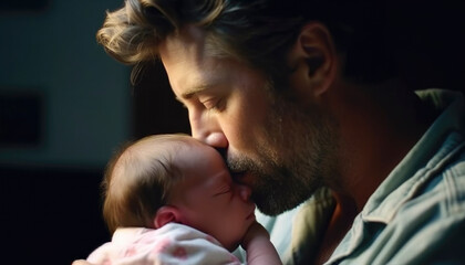 Happy fathers day. Celebration of fatherhood a family relations. Generative AI illustrations