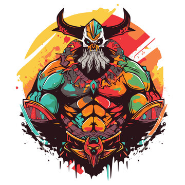 Artistic warrior artwork for trendy tshirt