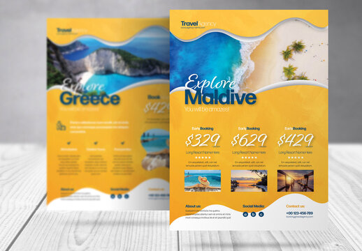 Travel Flyer with Blue and Orange Accents