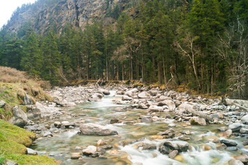 Tons river flowing en route Har Ki Doon Valley in the Himalayas, Uttarakhand, India