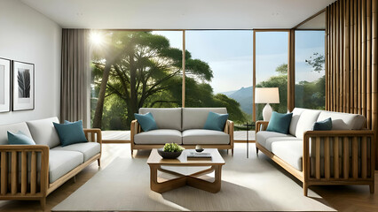 Forest Inspired modern living room In the Beautiful Sun Rays