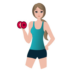 Athletic Woman Doing Exercise With Dumbbells. Healthy lifestyle. Vector Illustration of Beautiful Girl Doing Fitness