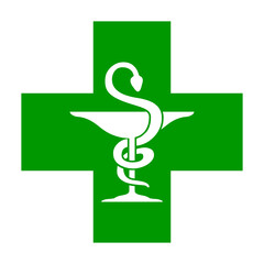 Green pharmacy logo vector illustration 