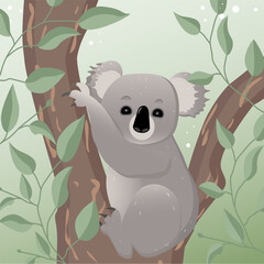 koala bear sit on the tree cartoon animal design flat vector illustration © Таня Зенченко