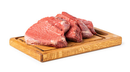 raw beef steak on a cutting board