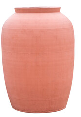 Large clay flower pot on white