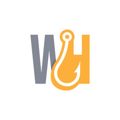 Initial letter W and H fishing company logo.