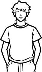 black and white of man cartoon