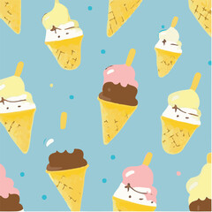 cute simple national ice cream day pattern, cartoon, minimal, decorate blankets, carpets, for kids, theme print design
