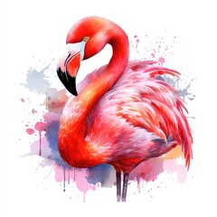 Flamingo portrait. watercolor, illustration, clipart 