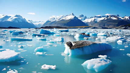 Glacier melting global warming - obrazy, fototapety, plakaty