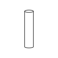 Vector black linear tube for game, icon, package design, logo, mobile, ui, web, education. Elongated cylinder on a white background. Geometric figures for your design. Outline.