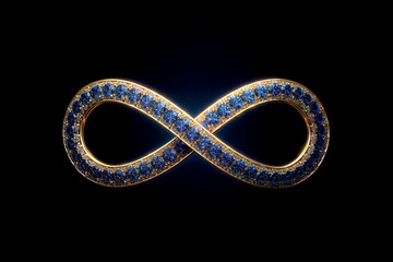 the infinity sign  golden in color, voluminous, sparkling, ai generated