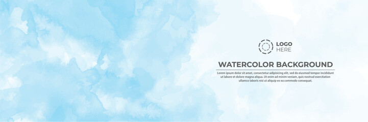 Blue Banner With Watercolor Background