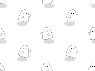 Ghost cartoon character seamless pattern on white background