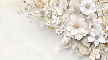 White and gold flowers background