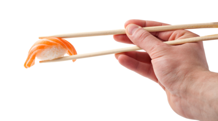 Sushi with chopsticks isolated 