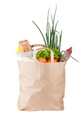 Paper bag with food isolated 