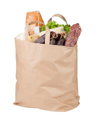 Paper bag with food isolated 