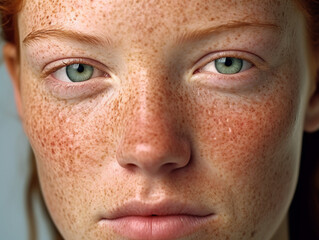 Fototapeta premium A freckled person's face
