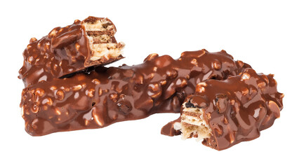 Closeup of chocolate bar isolated 