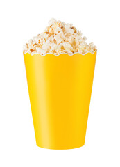 Popcorn in cardboard box isolated 