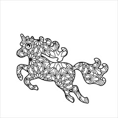 Animal mandala coloring book for children and adult. Vector, illustration, icon, image, photo and art coloring page.