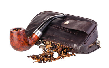 Smoking pipe and tobacco isolated 