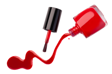 Nail polish flowing from the bottle isolated 