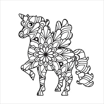 Animal mandala coloring book for children and adult. Vector, illustration, icon, image, photo and art coloring page.