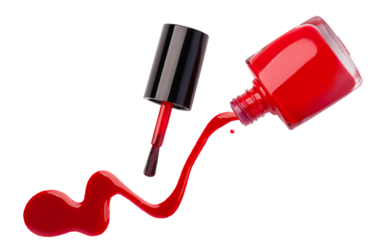 Nail polish flowing from the bottle isolated 