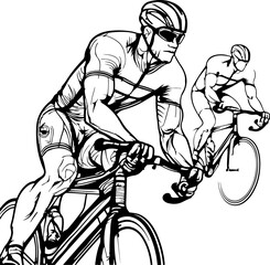 Fototapeta na wymiar Professional cycling races, Sketch drawing