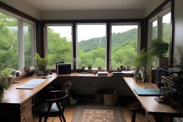 Fototapeta premium decluttered space with view of scenic natural setting, created with generative ai