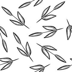 Seamless pattern with leaf in doodle style