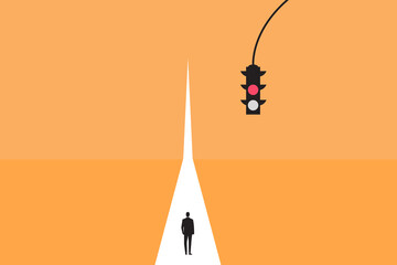 Businessman walking follow path. concept of ambition, motivation, opportunities and success