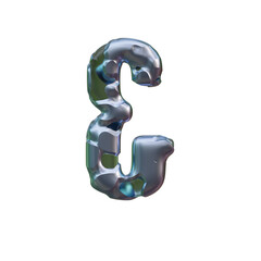 Futuristic Chrome 3D Alphabet or PNG Letters