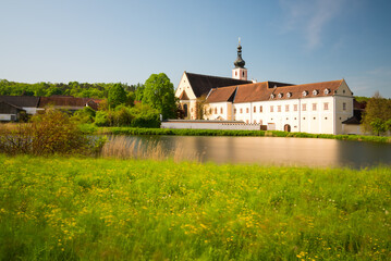Fototapeta na wymiar premonstratensian monastery in Geras,in Waldviertel, Lower Austria, Austria. It is famous for the fish farm