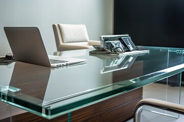 Executive Desk with Glass Top - AI Generated