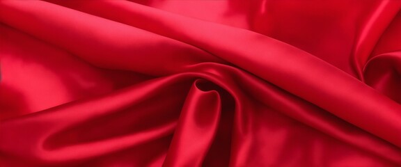 Vibrant Red Silk Fabric, generative ai - obrazy, fototapety, plakaty